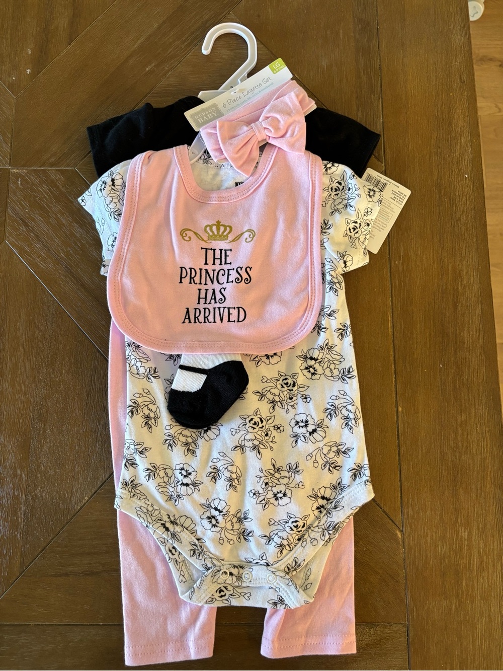Baby Girls Pink 'The Princess Has Arrived' Bib and Outfit Set